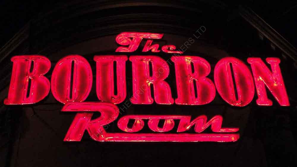 Red Bourbon Room Sign